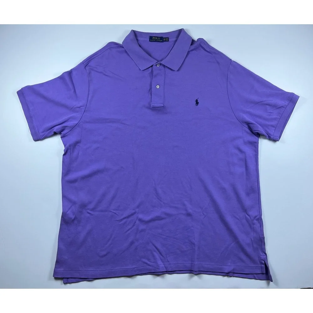 Polo Ralph Lauren Mens 3XB Purple Short Sleeve Cotton Polo Shirt Pony Logo